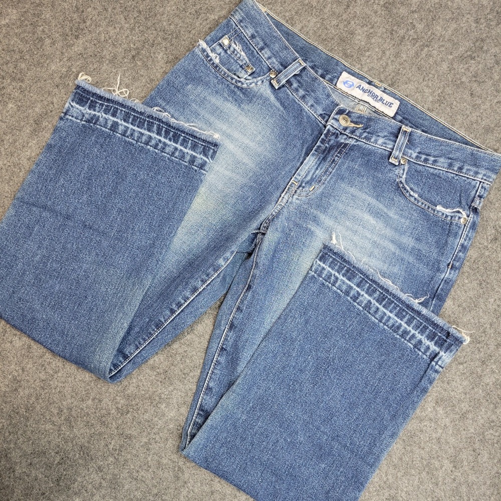 Anchor Blue Jeans Womens 9 Blue Denim Medium Wash Y2K Streetwear Frayed Hem